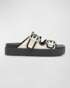 Rag & Bone Geo Buckle Platform Sandals In Antique White/black