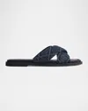 Rag & Bone Geo Denim Crisscross Slide Sandals In Karinaqltd