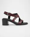 Rag & Bone Geo Embossed Leather Crisscross Sandals In Blkbktw