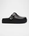 Rag & Bone Geo Leather Buckle Platform Mules In Blk