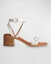 Rag & Bone Geo Leather Chain Ankle-strap Sandals In Antqwht