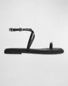 Rag & Bone Geo Leather Toe-ring Flat Sandals In Black