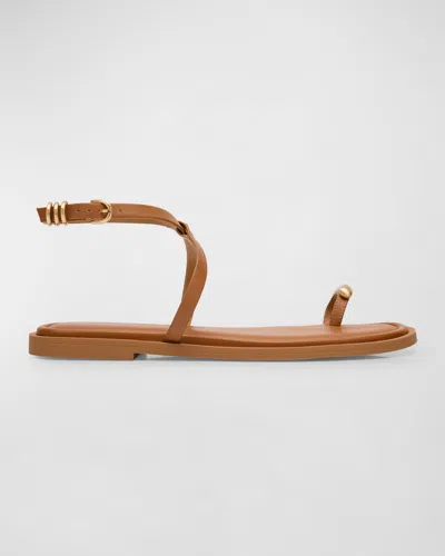 Rag & Bone Geo Leather Toe-ring Flat Sandals In Brown
