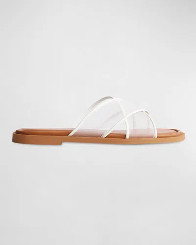 Rag & Bone Geo Mesh Crisscross Slide Sandals In Antique White
