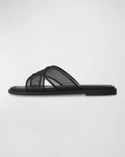 Rag & Bone Geo Mesh Crisscross Slide Sandals In Black