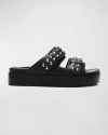 RAG & BONE GEO STUD LEATHER DUAL-BAND SLIDE SANDALS