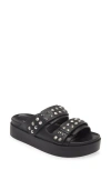 Rag & Bone Geo Stud Leather Dual-band Slide Sandals In Black