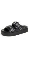 Rag & Bone Geo Stud Leather Dual-band Slide Sandals In Blk