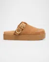 Rag & Bone Geo Suede Buckle Platform Mules In Brwnwdsd