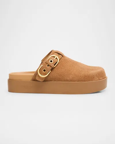 RAG & BONE GEO SUEDE BUCKLE PLATFORM MULES