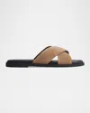 Rag & Bone Geo Suede Crisscross Slide Sandals In Camelsd