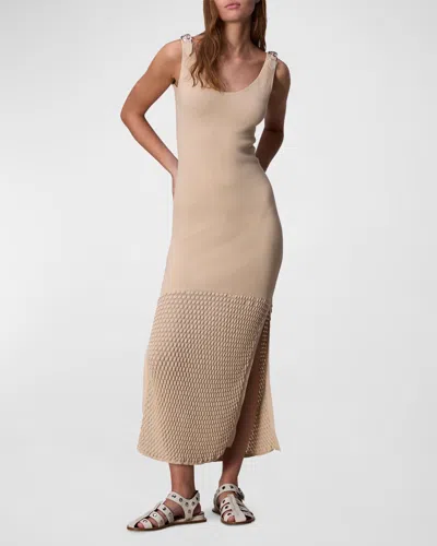 Rag & Bone Georgia Knit Scoop-neck Midi Dress In Beige