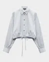 Rag & Bone Georgie Stripe Drawstring Shirt In Fog Stripe