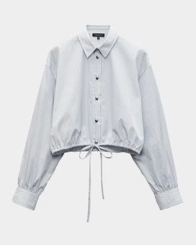 Rag & Bone Georgie Stripe Drawstring Shirt In Fog Stripe