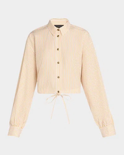Rag & Bone Georgie Stripe Drawstring Shirt In Goldstrp