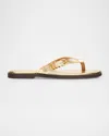 Rag & Bone Gia Leather Buckle Thong Sandals In Gold