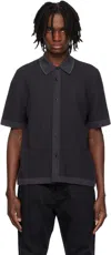 Rag & Bone Gray Harvey Striped Jacquard-knit Polo In Washed Black
