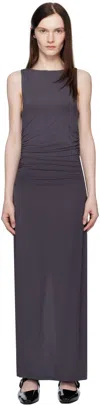 Rag & Bone Gray Luca Shirred Maxi Dress In Wetiron