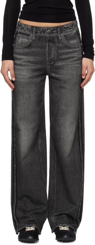 Rag & Bone Gray Miramar Terry Wide-leg Track Pants In Washed Bla