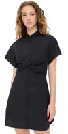 Rag & Bone Gretchen Twist-front Poplin Shirtdress In Black