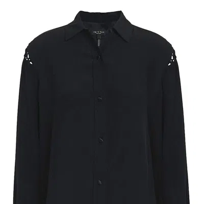 Rag & Bone Hana Button Down Long Sleeve Silk Shirt Blouse In Metallic