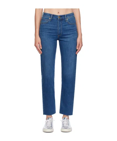 Rag & Bone Harlow Faded Denim Pants In Blue
