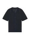Rag & Bone Harvey Retro Stripe Knit Cotton Camp Shirt In Salute