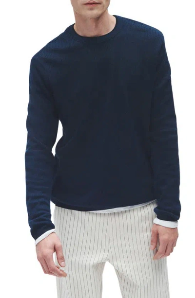 Rag & Bone Harvey Crewneck Cotton Sweater In Blue