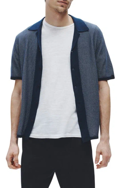 Rag & Bone Men's Harvey Knit Camp Shirt In Blue