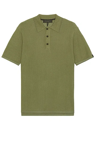 Rag & Bone Harvey Knit Polo In Sage