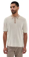 Rag & Bone Harvey Knit Polo Lt Beige In Ltbeige