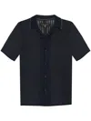 Rag & Bone Harvey Retro Stripe Knit Cotton Camp Shirt In Blue