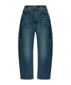 Rag & Bone High-rise Cropped Cotton Jeans In Blue