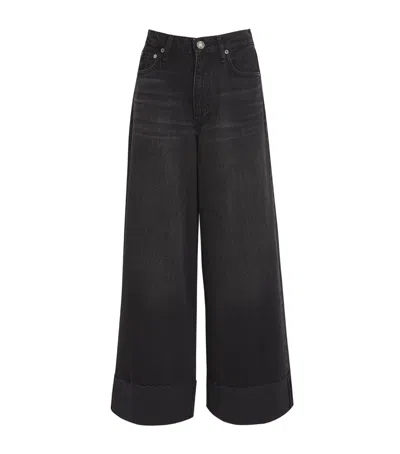 Rag & Bone Black Sofie Ankle Wide Leg Jeans In Blair