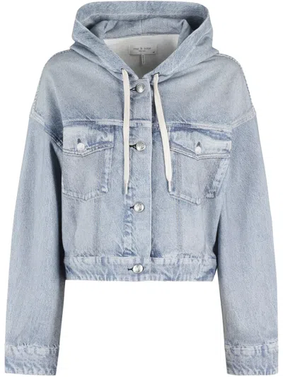 Rag & Bone Hooded Denim Jacket In Blue