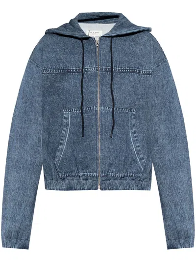 Rag & Bone Hooded Denim Jacket In Blue
