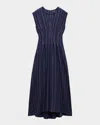 Rag & Bone Ines Pinstripe A-line Maxi Dress In Deepnvystr