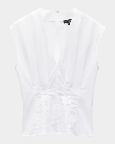 Rag & Bone Ines V-neck Poplin Top In White