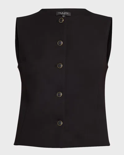 Rag & Bone Irina Button-front Vest In Black