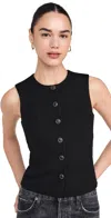 Rag & Bone Irina Button Up Vest Black In Black