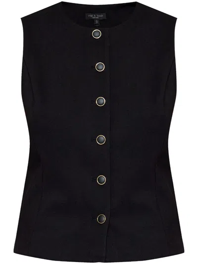 Rag & Bone Irina Ponte Waistcoat In Black