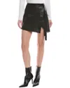 Rag & Bone James Leather Mini Wrap Skirt In Black