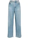 Rag & Bone Jeans-print Straight Trousers In Blue