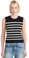 Rag & Bone Jen Striped Ribbed Cotton-blend Vest In Black