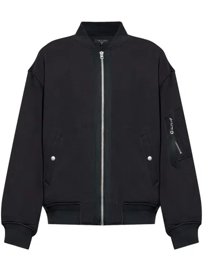 Rag & Bone Black Lunar Year Manston Reversible Bomber Jacket In Black/red