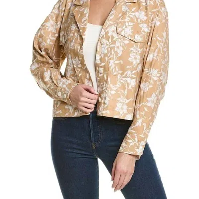 Rag & Bone Jessie Printed Linen Shirt Jacket In Beige