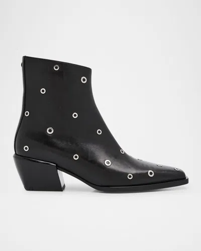 Rag & Bone Joni Grommet Leather Ankle Booties In Black