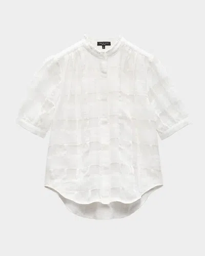 Rag & Bone Jordan Plaid Short-sleeve Top In White
