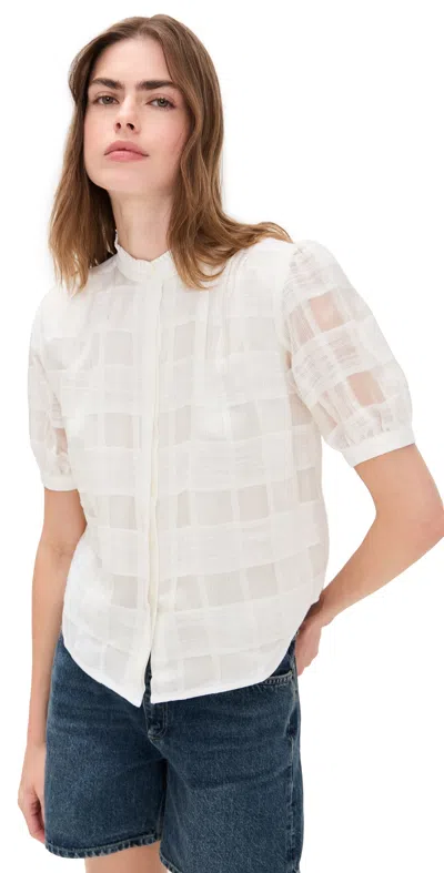 Rag & Bone Jordan Plaid Short-sleeve Top In White