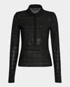 Rag & Bone Julia Long-sleeve Polo Top In Black